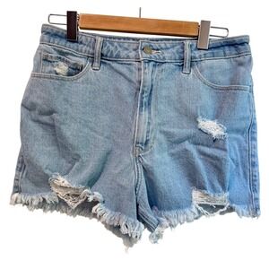 Hollister Ultra High-Rise Mom Jean Shorts Stretch Denim Distressed, 10/30‎